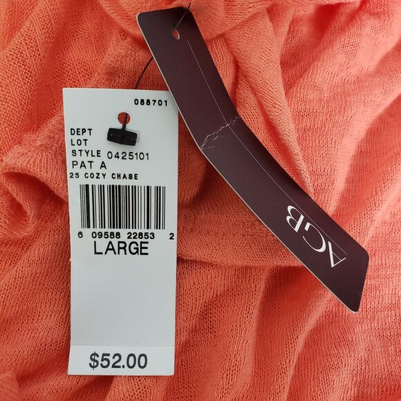 AGB Womens Cardigan Sweater Large Coral One Button Long Sleeve Sheer Polyester - Picture 9 of 9